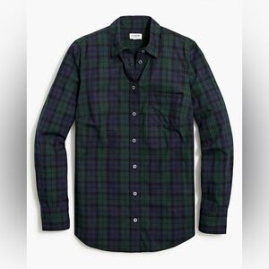 J.crew Watch plaid cotton poplin shirt signature fit Black Green Medium Academia